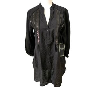 Love Stitch Black Button Down Size:Small